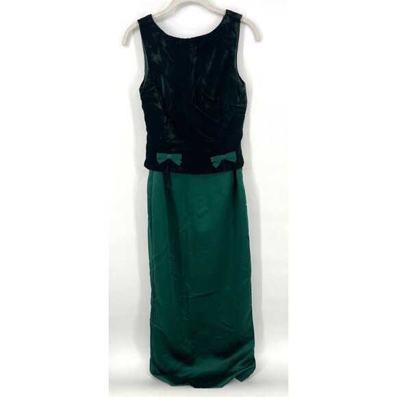 Vintage Jessica McClintock Bridal Velour Holiday Green Maxi dress Size 6 - Picture 1 of 7